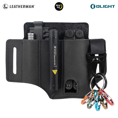 Kit WAVE Negra Leatherman con Linterna P2R CORE Ledlenser y Funda EDC. Kit Toho Outdoor
