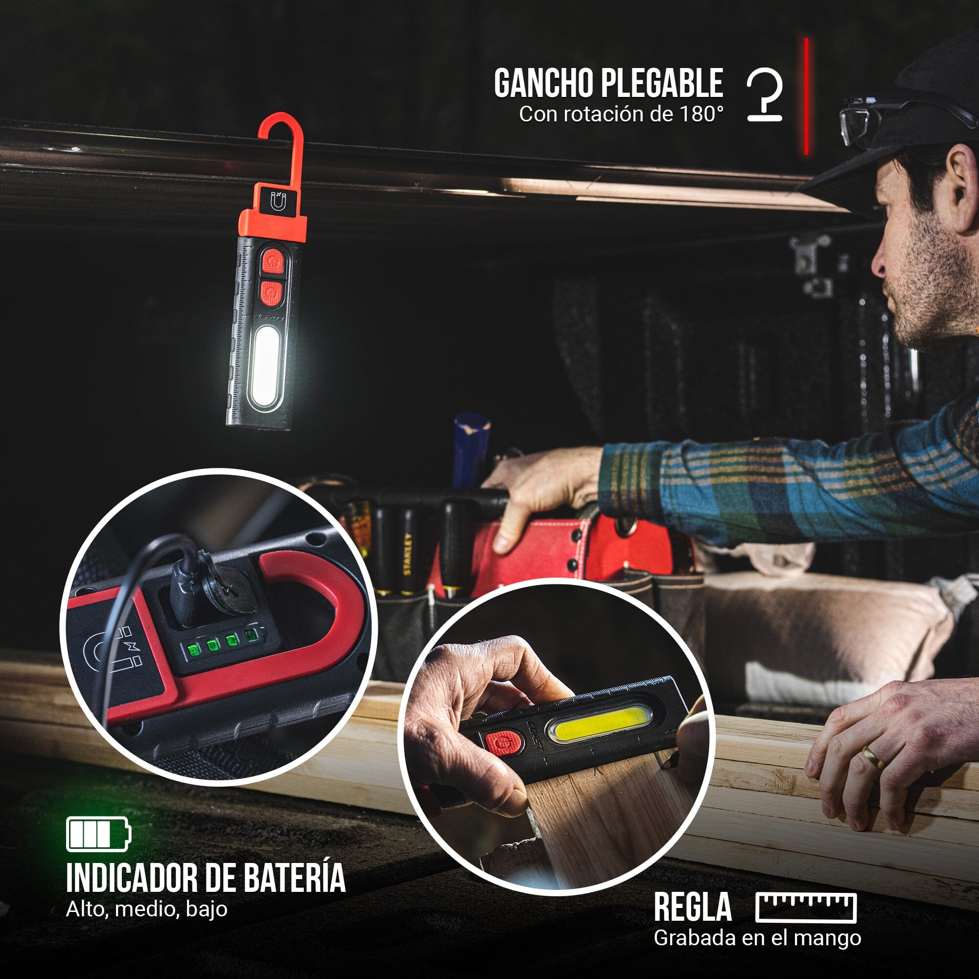 Linterna Recargable de Trabajo PM100R Negra Coast Coast