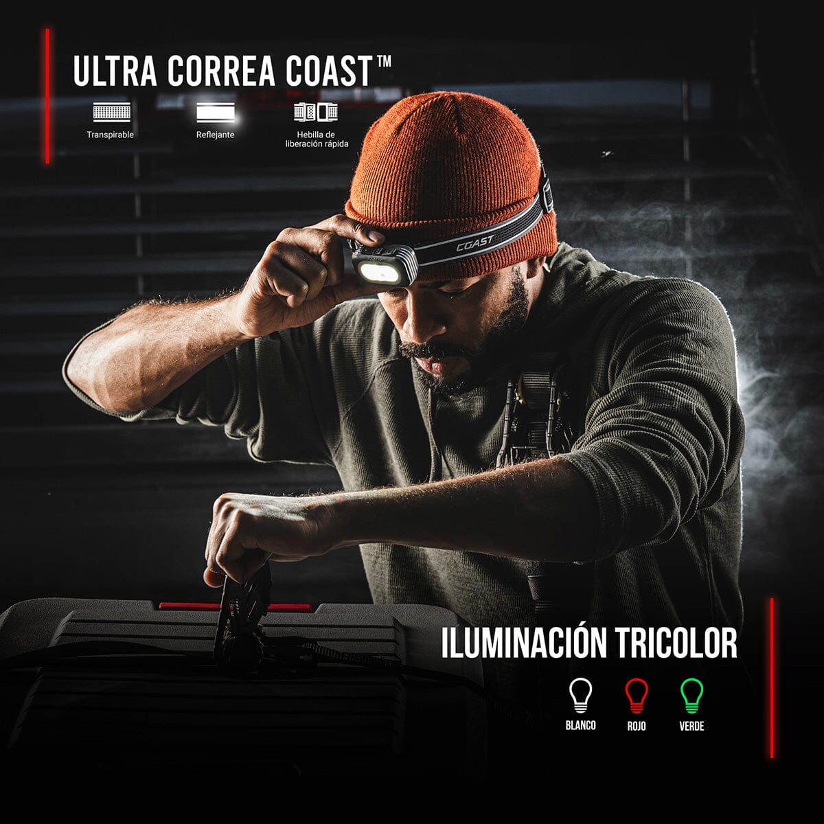 Linterna Recargable de Cabeza RL20R Negra Coast Coast