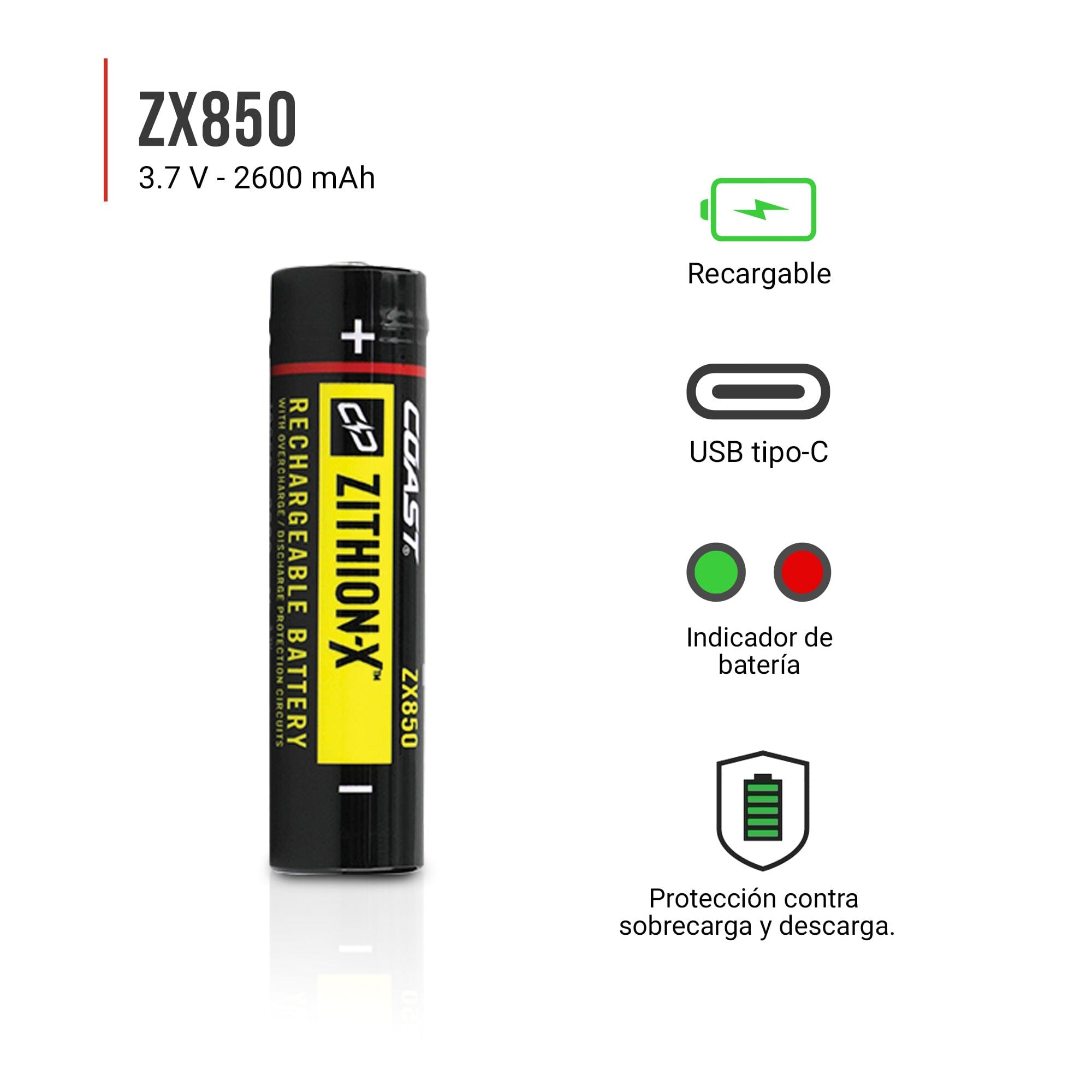 Batería de Litio Recargable ZX850 para XP9R / WPH30R / XPH30R Coast Coast