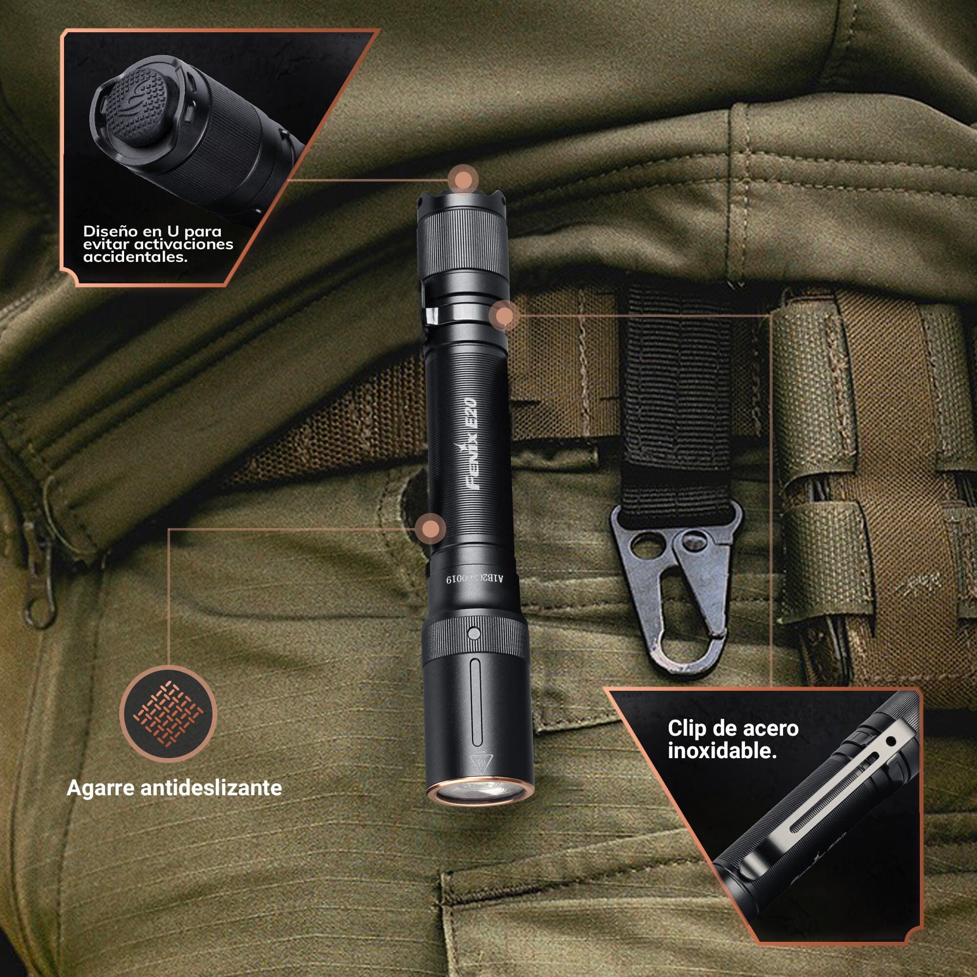 Linterna de Mano E20 V2 Negra Fénix Linterna Fenix