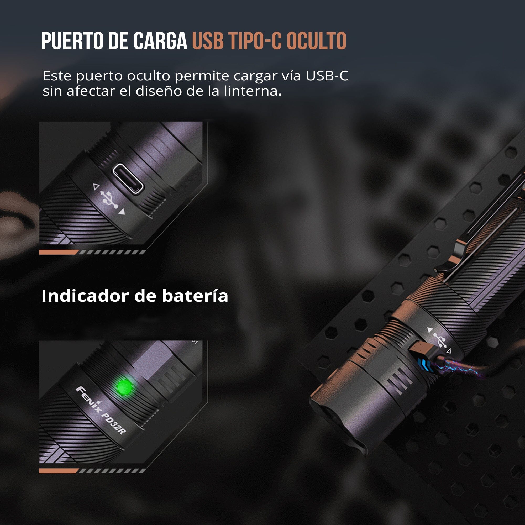 Linterna Táctica PD32R Negra Fénix Linterna Fenix