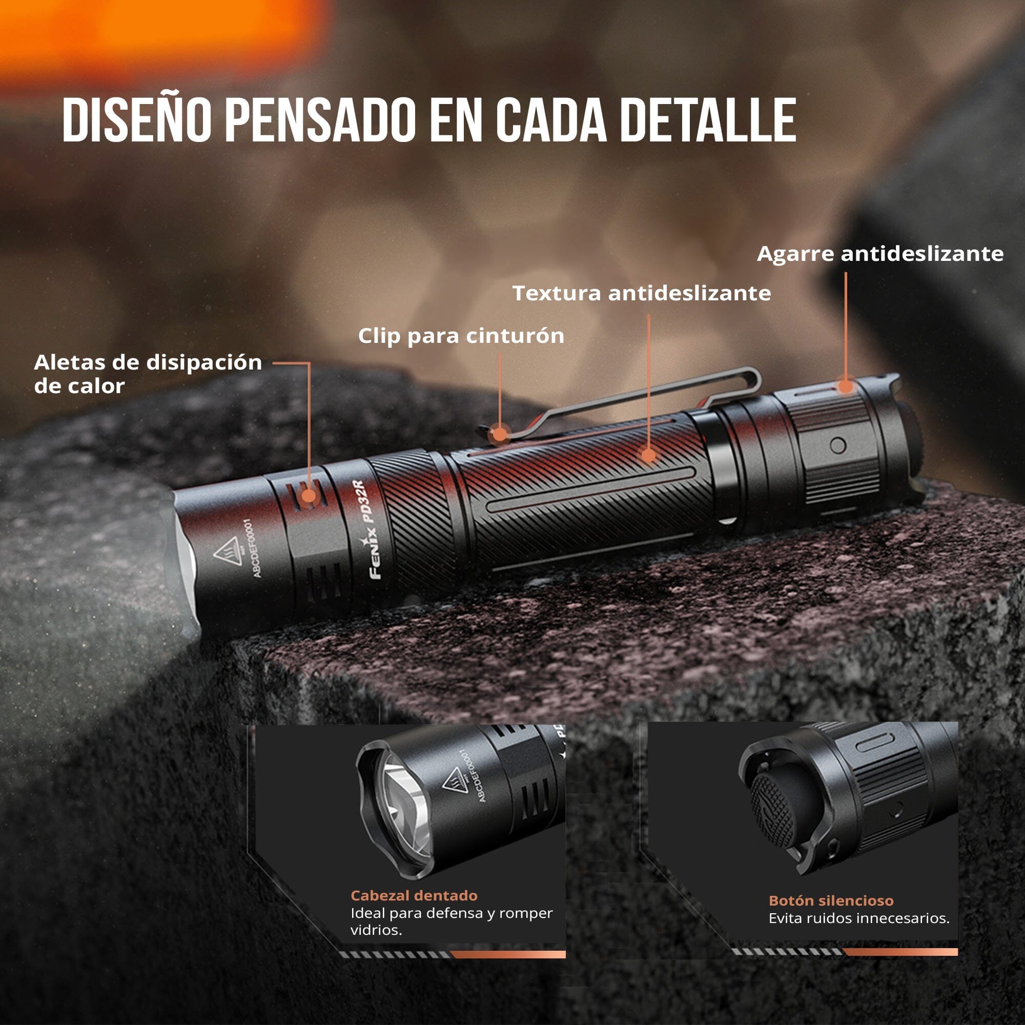 Linterna Táctica PD32R Negra Fénix Linterna Fenix