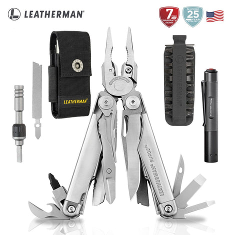 Kit de SURGE Plata Leatherman con Linterna P2R Core Ledlenser y Matraca Leatherman Leatherman