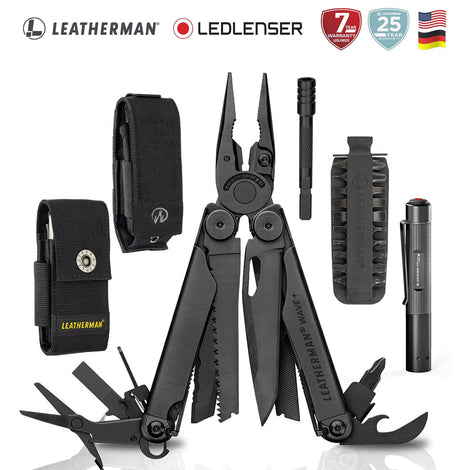 Kit de Multiherramienta WAVE+ Negra Leatherman con Linterna P2R Core Ledlenser Leatherman