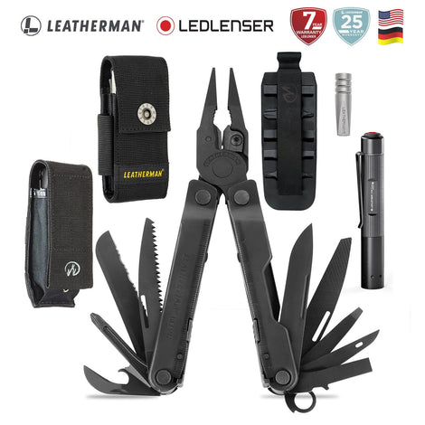 Kit de Multiherramienta Rebar Negra Leatherman con Linterna P2R Core Ledlenser Leatherman