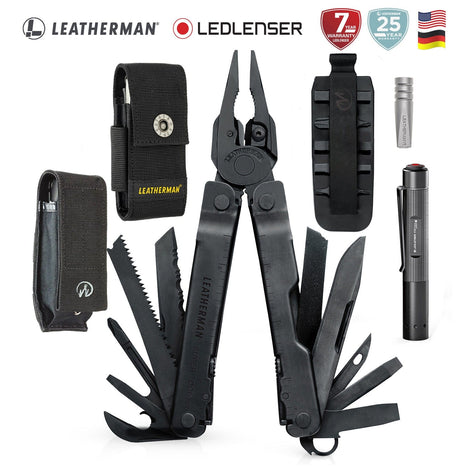 Kit de Multiherramienta SUPER TOOL 300 Negra Leatherman con Linterna P2R Core Ledlenser Leatherman