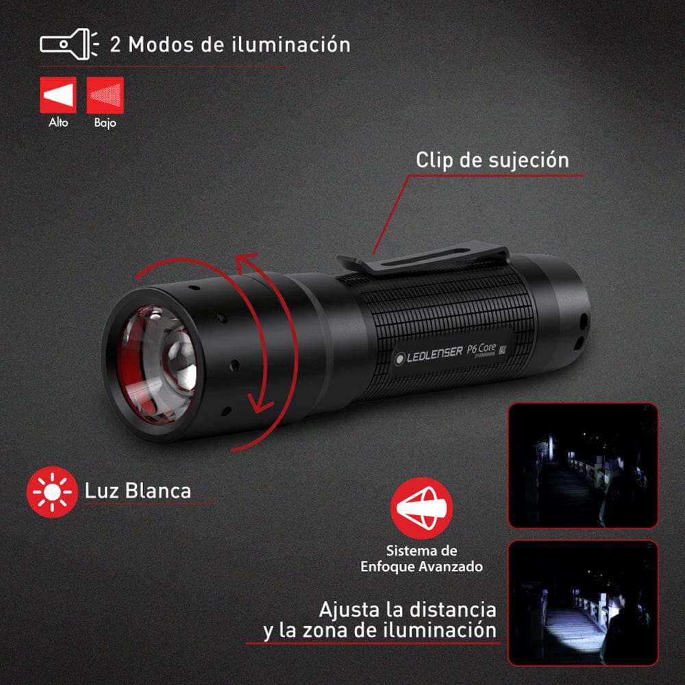 Linterna de Mano P6 CORE Negra Ledlenser Ledlenser