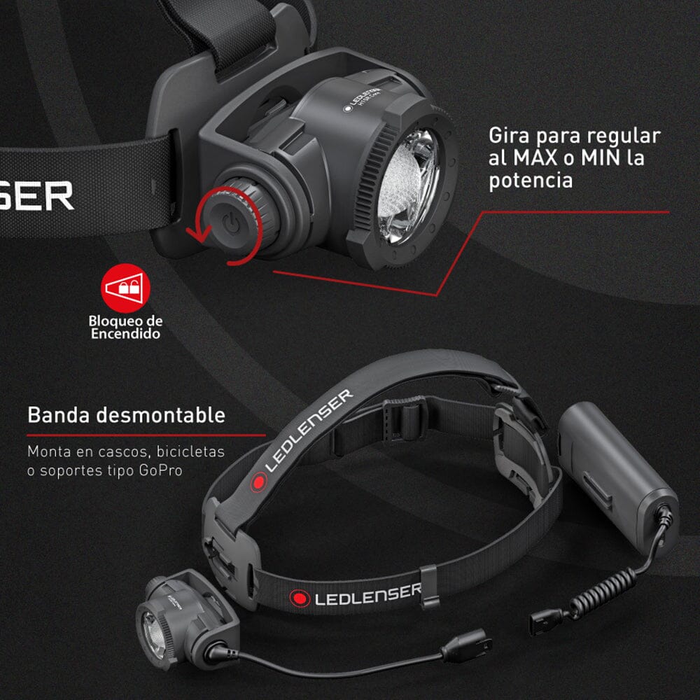 Linterna Recargable de Cabeza H15R CORE Negra Ledlenser Ledlenser