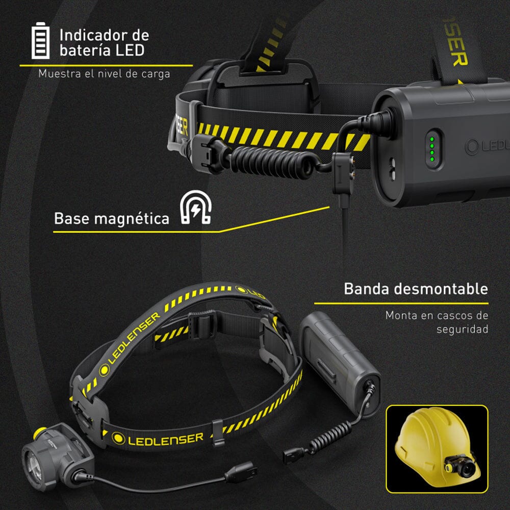 Linterna Recargable de Cabeza H15R WORK Negra Ledlenser Ledlenser