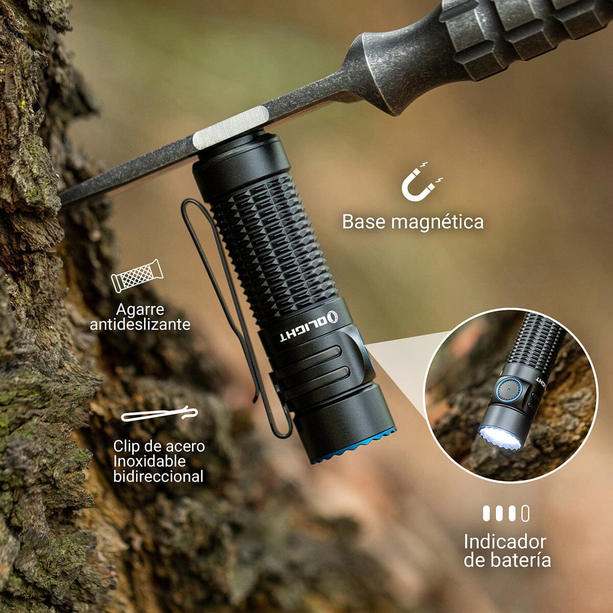 Linterna de Mano Recargable WARRIOR NANO Negra Olight Linterna Olight
