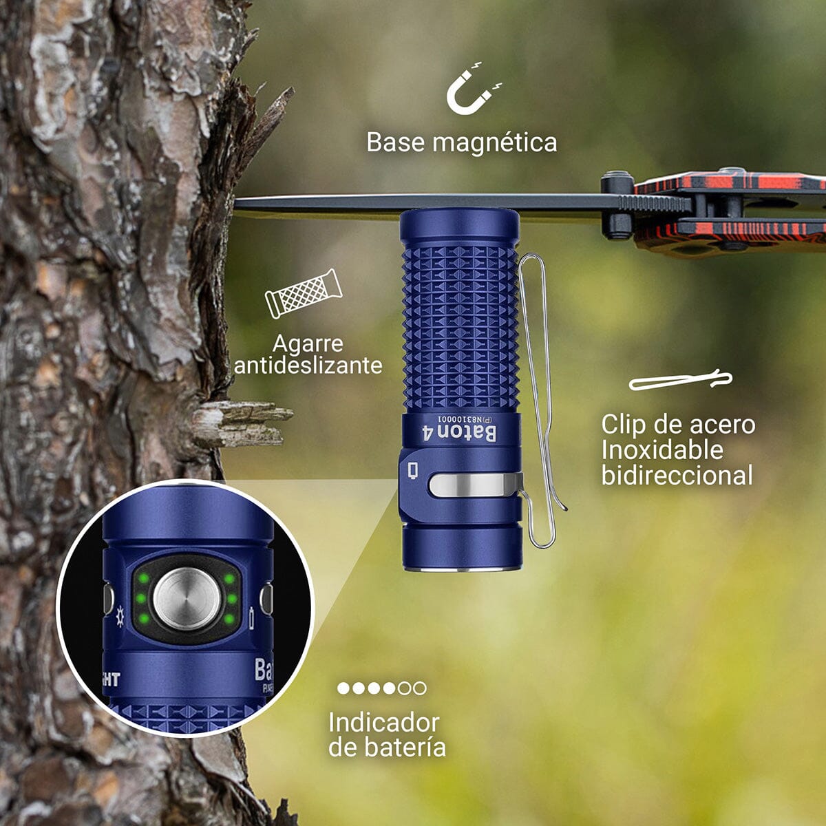 Linterna de Mano Recargable BATON 4 PREMIUM Azul Olight Linterna Olight