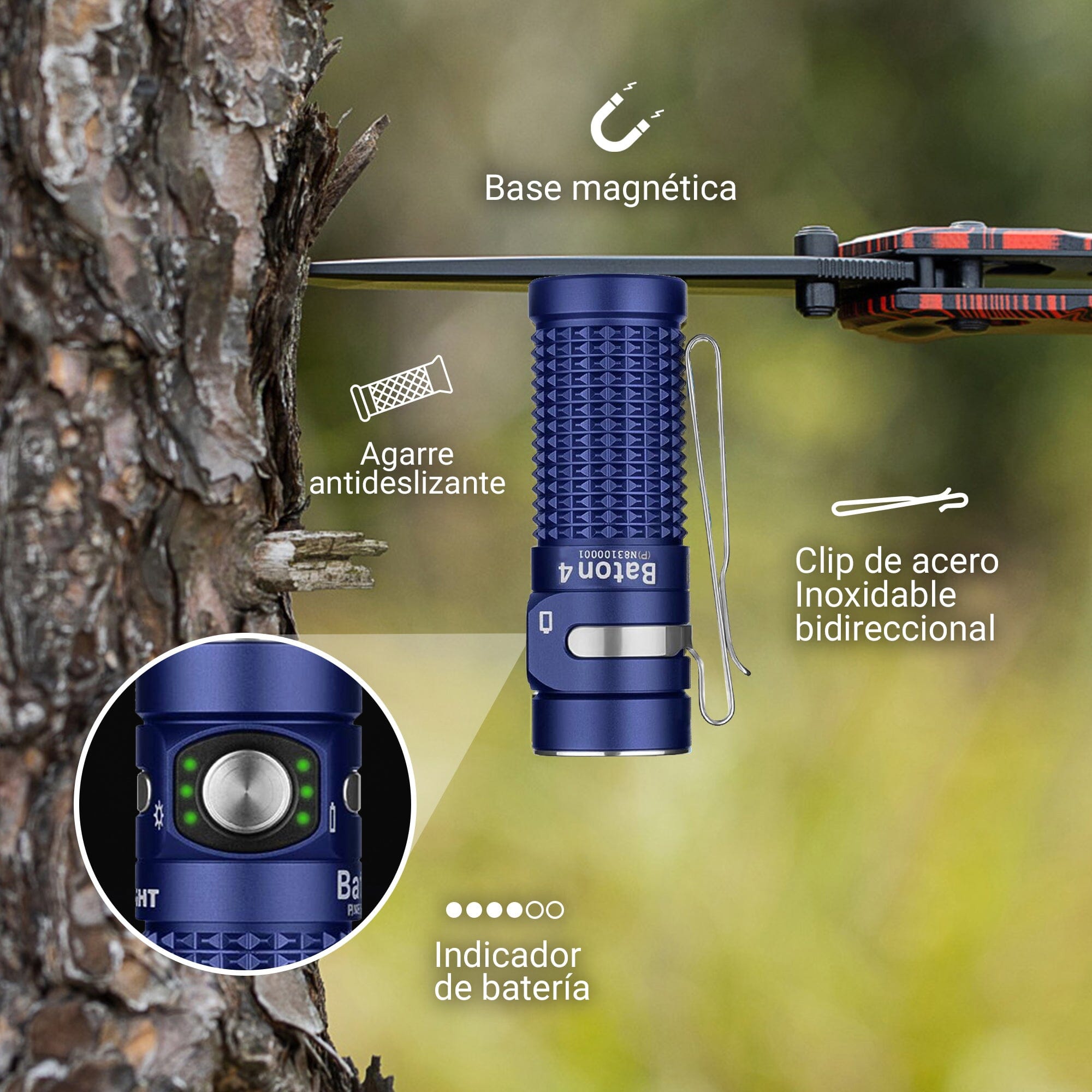 Linterna de Mano Recargable BATON 4 PREMIUM Negra Olight Linterna Olight