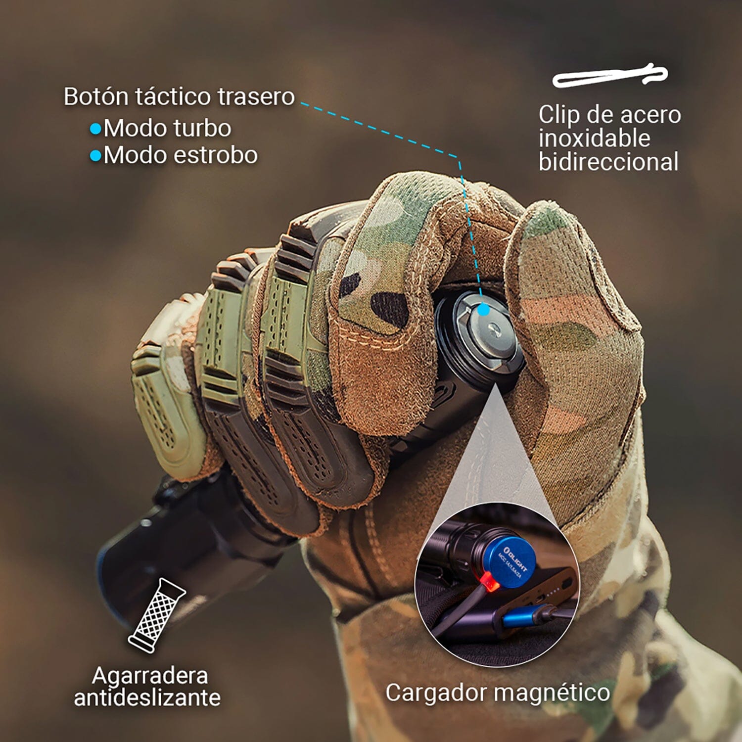 Linterna de Mano Recargable WARRIOR 3S Negra Olight Linterna Olight