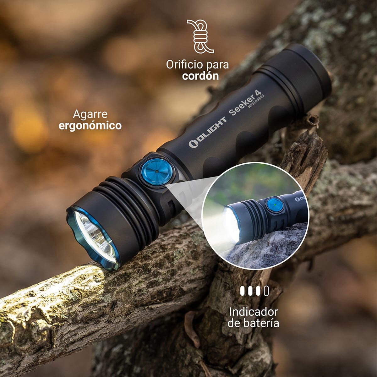 Linterna de Mano Recargable SEEKER 4 Negra Olight Linterna Olight