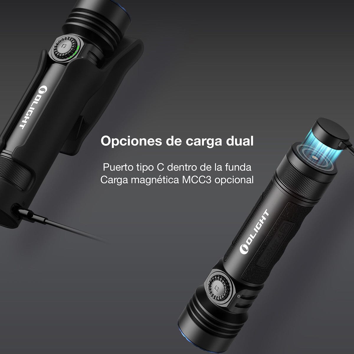 Linterna de Mano Recargable SEEKER 4 PRO Negra Olight Linterna Olight