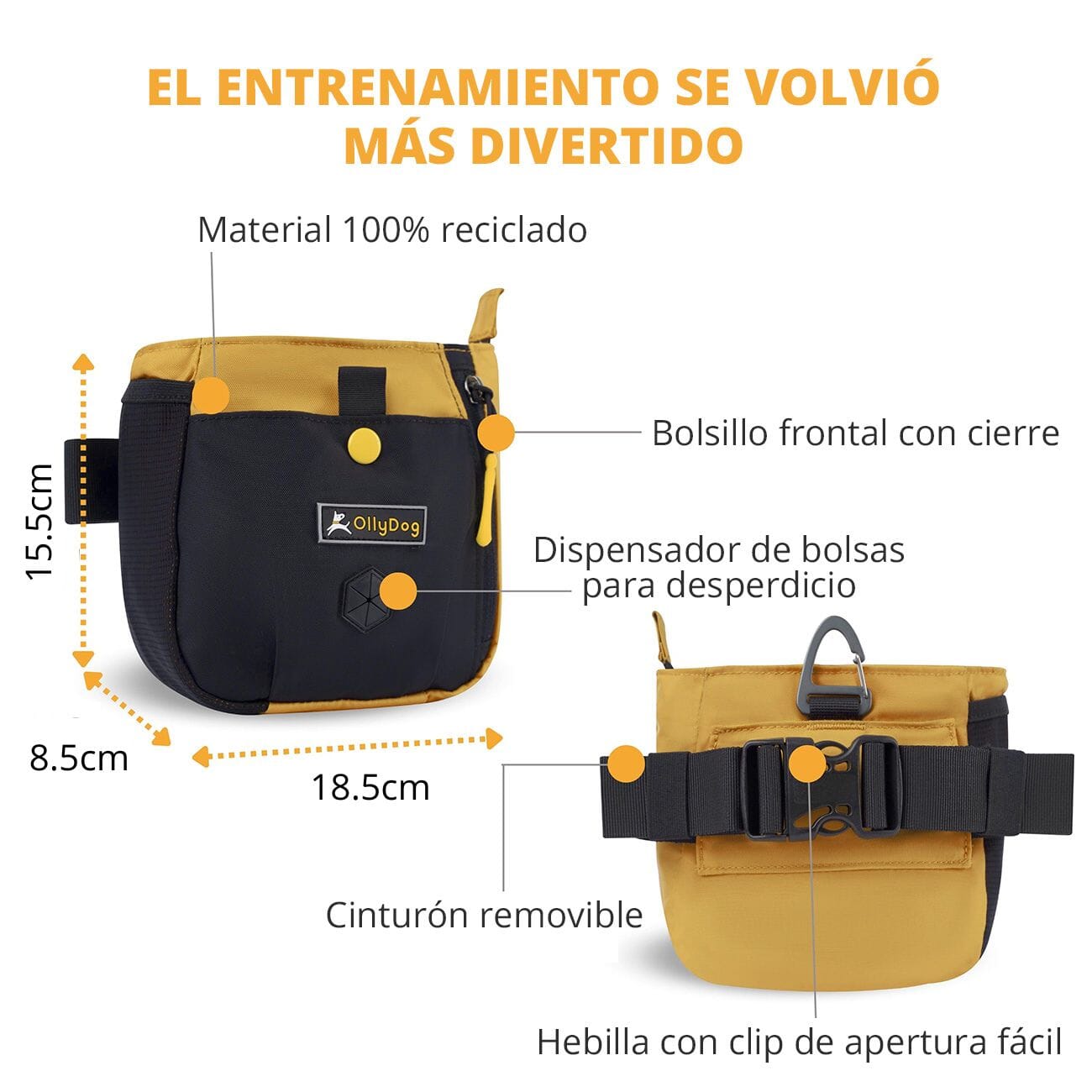 Mochila de Viaje para Perro GOLDEN SPICE Amarillo Ollydog Mochila Ollydog