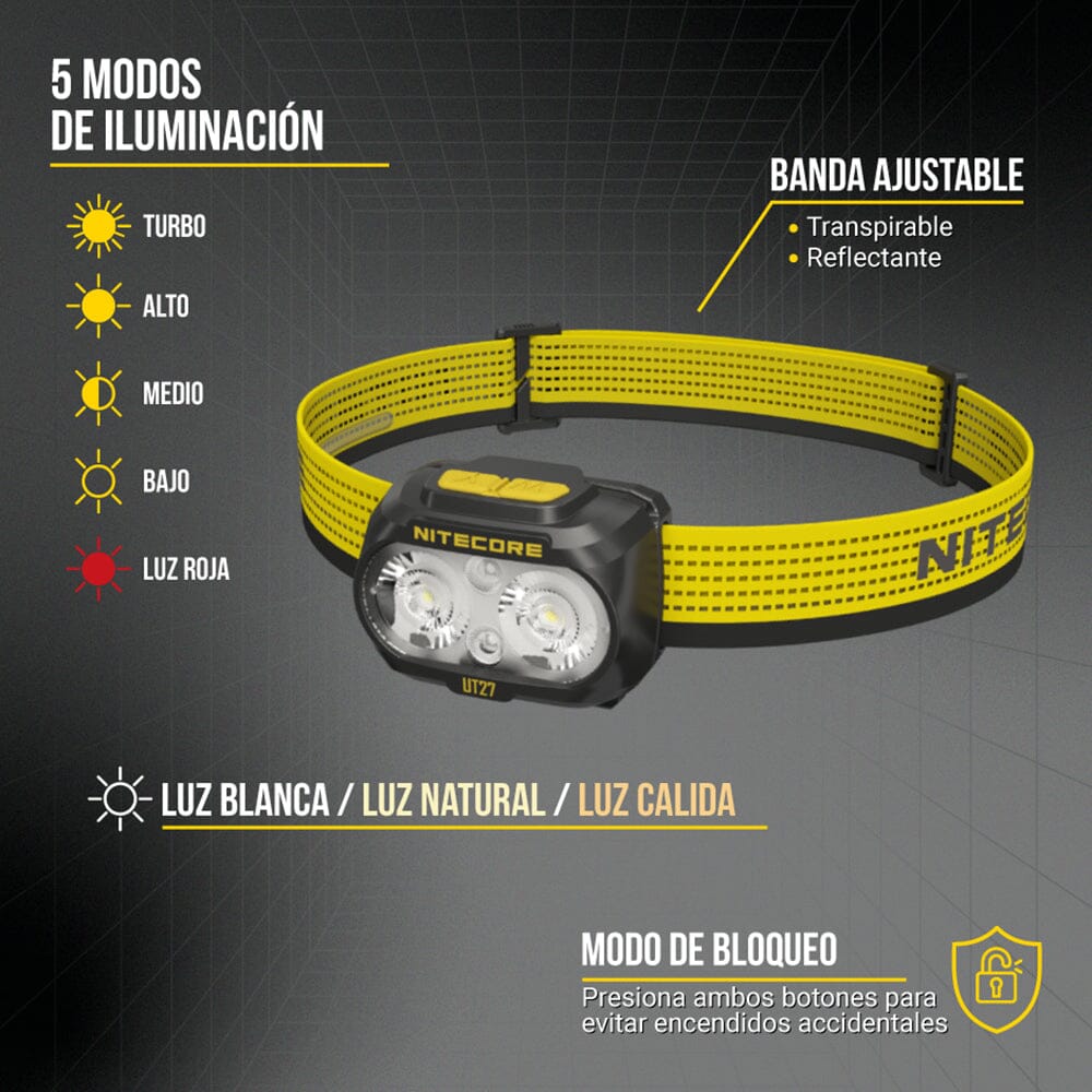 Linterna de Cabeza UT27 Amarilla Nitecore Nitecore