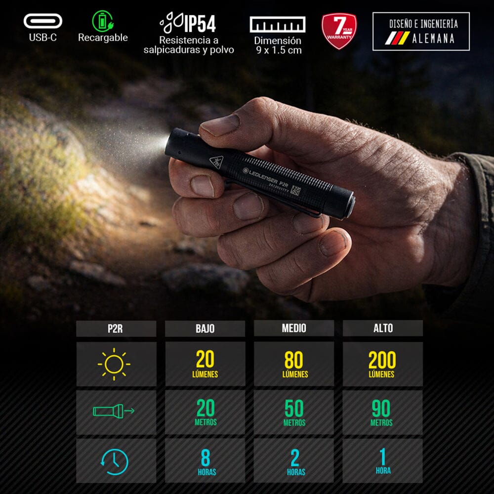 Linterna de Mano P2R Negra Ledlenser Ledlenser