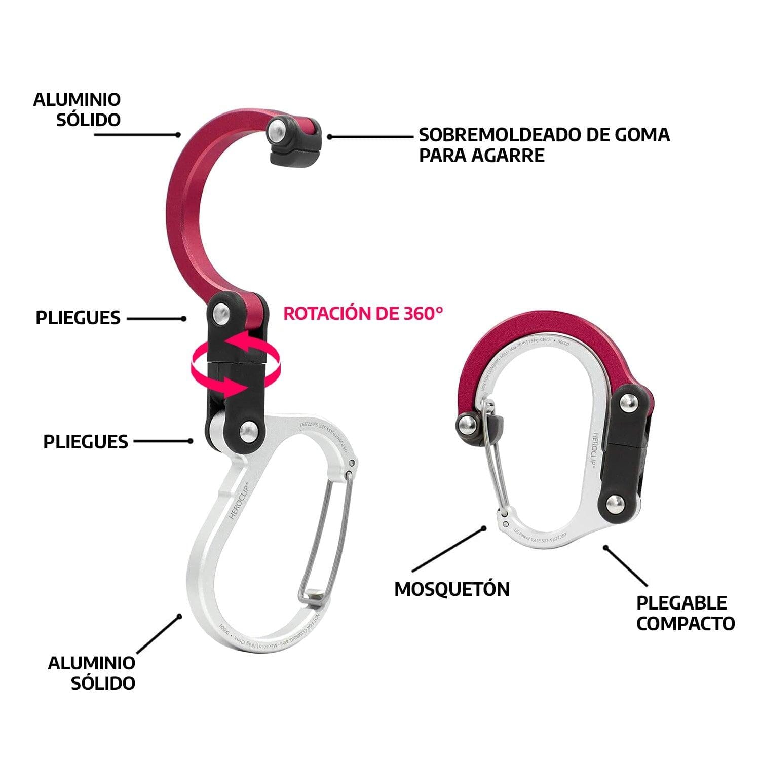 Mosquetón Giratorio Mini HEROCLIP Rojo Gear Aid Gear Aid