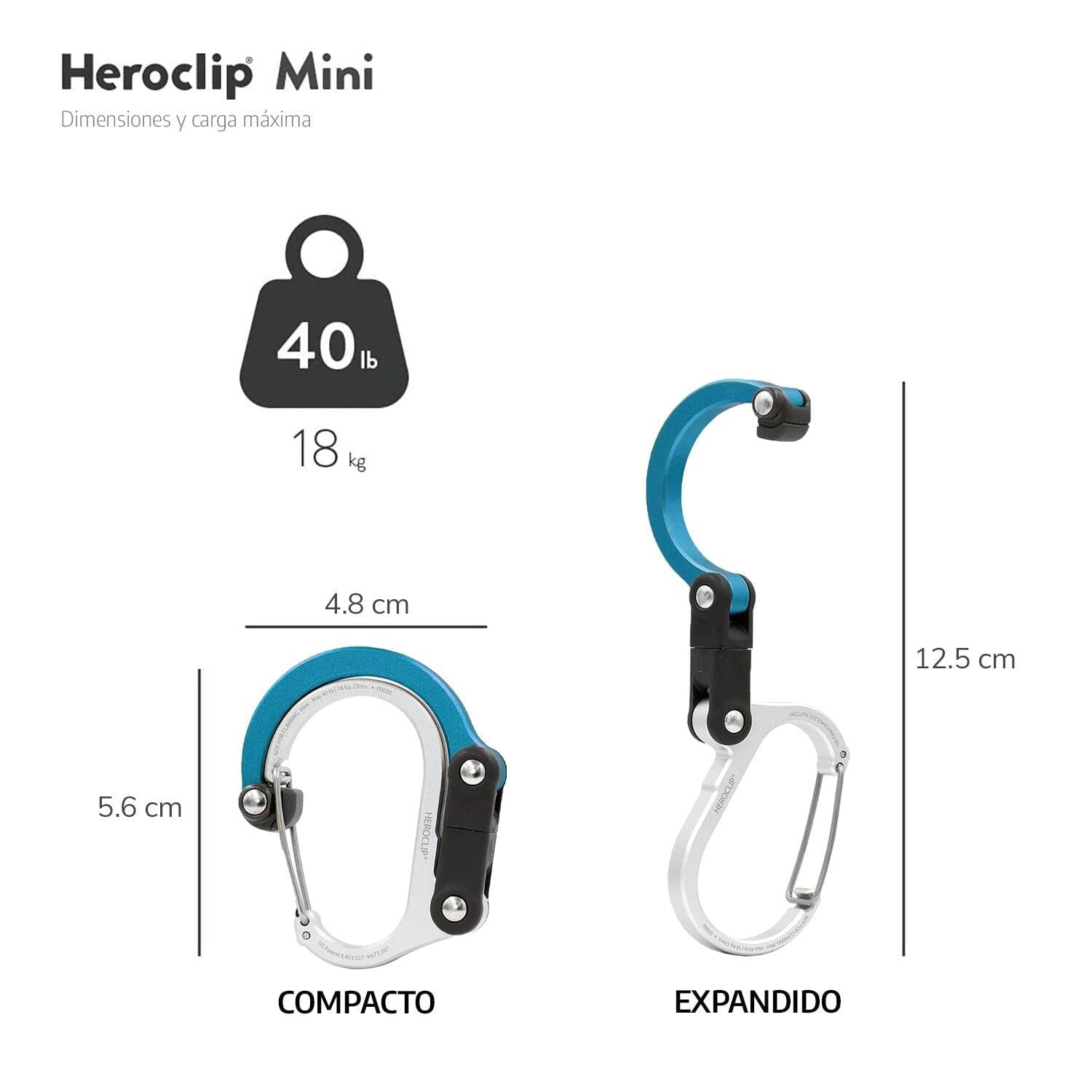 Mosquetón Giratorio Mini HEROCLIP Azul Gear Aid Gear Aid