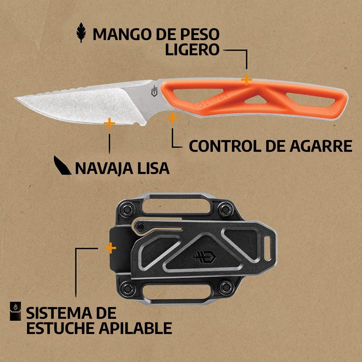 Cuchillo Liso EXO-MOD CAPER Naranja Gerber Gerber