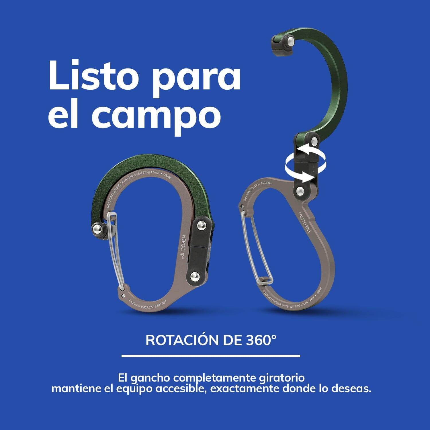 Mosquetón Giratorio Chico HEROCLIP Verde Gear Aid Gear Aid