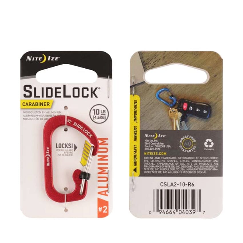 Mosquetón de Aluminio con Seguro SLIDELOCK Azul Nite Ize Nite Ize #2 Rojo