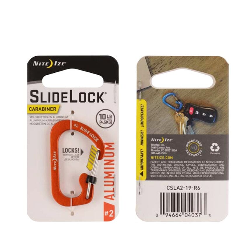 Mosquetón de Aluminio con Seguro SLIDELOCK Azul Nite Ize Nite Ize #2 Naranja
