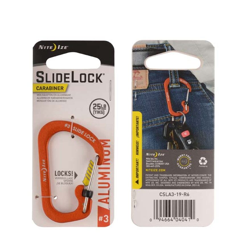 Mosquetón de Aluminio con Seguro SLIDELOCK Azul Nite Ize Nite Ize #3 Naranja