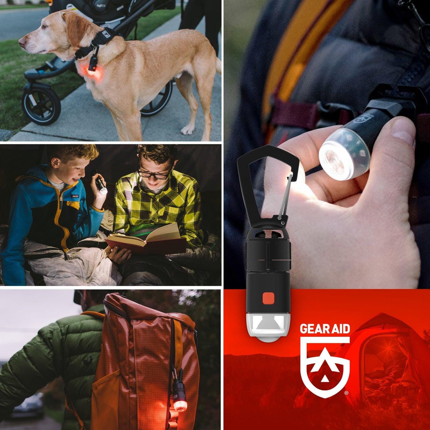Kit de Mosquetón con Linterna Recargable CARABINER LIGHT KIT Gear Aid Linterna Gear Aid