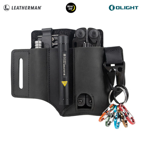 Kit SURGE Negra Leatherman con Linterna P2R CORE Ledlenser y Funda EDC Kit Toho Outdoor 