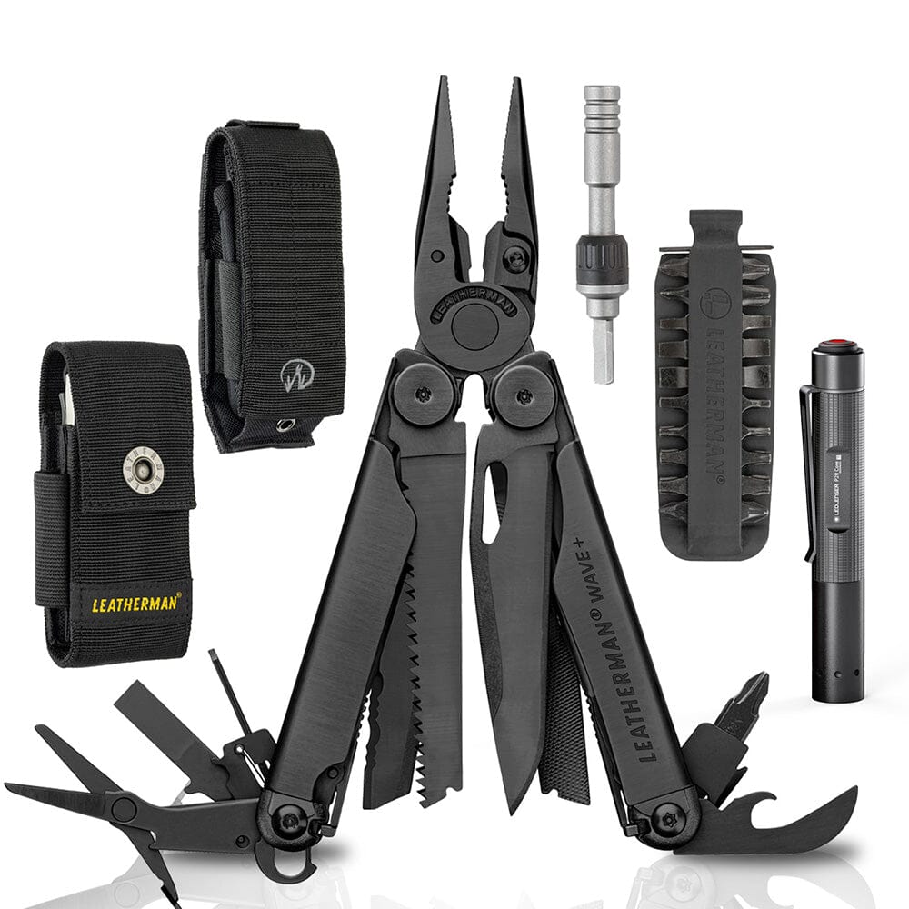Kit de WAVE+ Negra Leatherman con Linterna P2R Core Ledlenser y Matraca Leatherman Leatherman México 