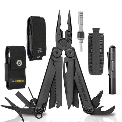 Kit de WAVE+ Negra Leatherman con Linterna P2R Core Ledlenser y Matraca Leatherman Leatherman México 