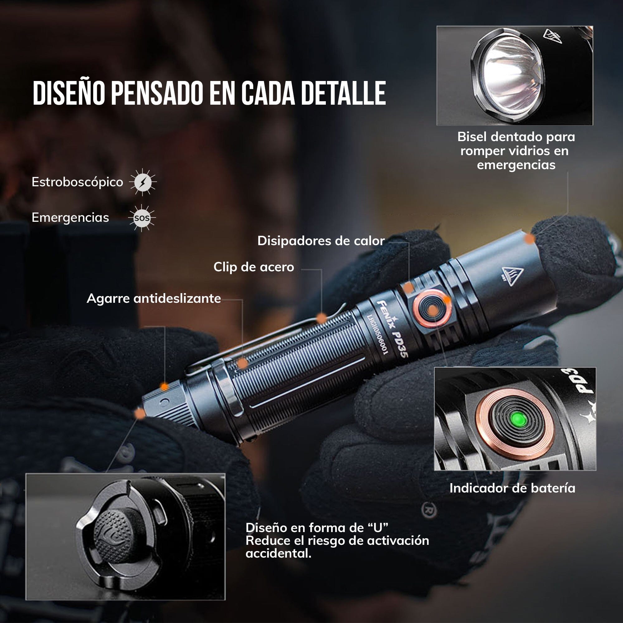 Linterna Táctica PD35 V3 Negra Fénix Linterna Fenix 