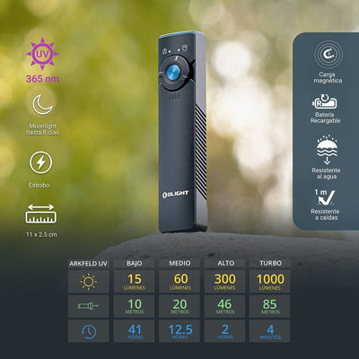 Linterna de Mano Recargable ARKFELD UV Negra Olight Linterna Olight 