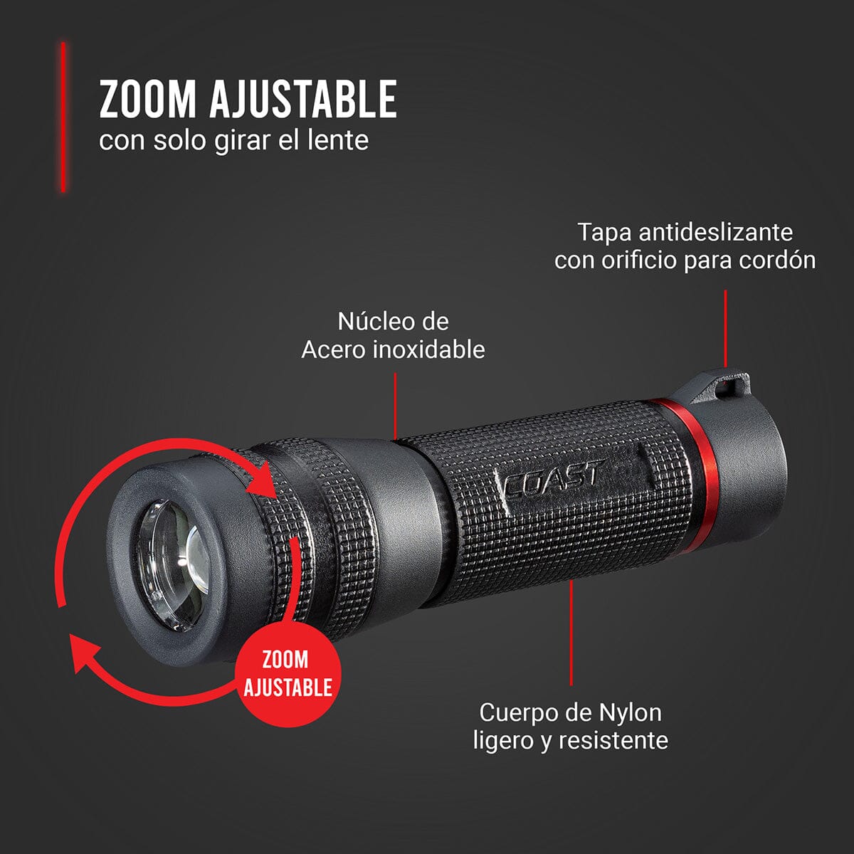 Linterna Dual de Mano GX20 Negra Coast Coast 
