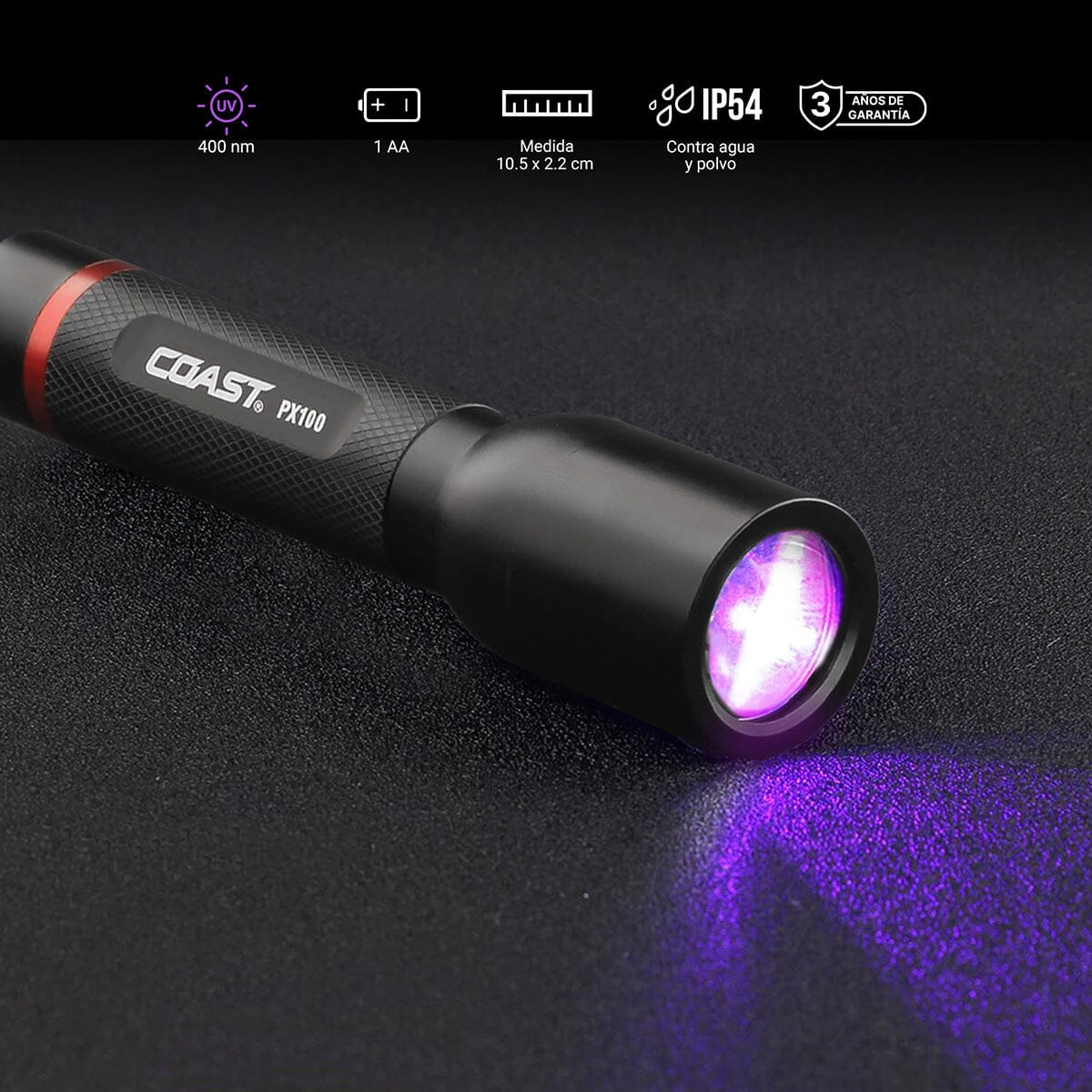 Linterna de Mano UV PX100 Negra Coast Coast 