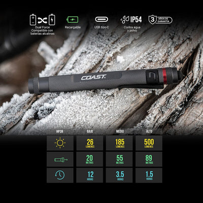 Linterna Dual de Mano HP3R Negra Coast Coast 
