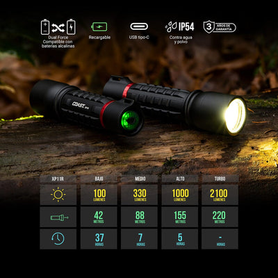 Linterna Dual de Mano XP11R Negra Coast Coast 