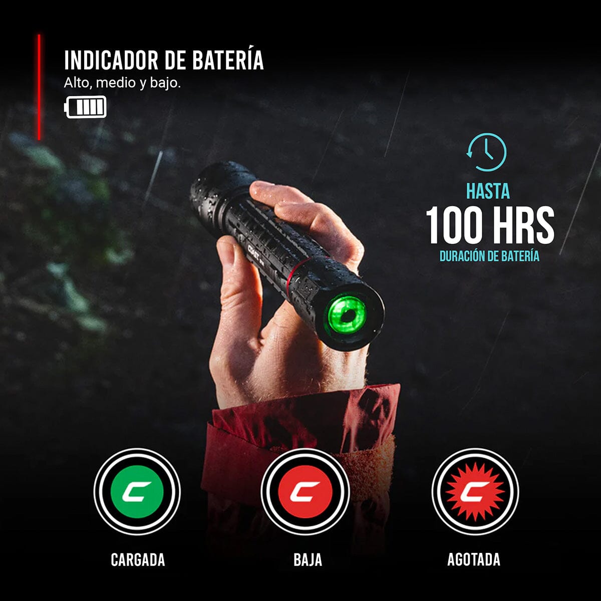Linterna Recargable de Mano XP14R Negra Coast Coast 