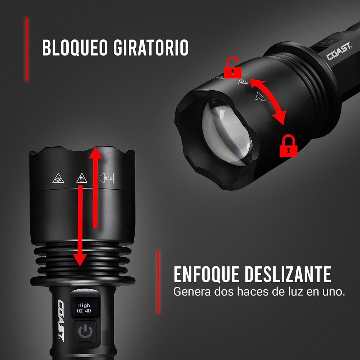 Linterna Recargable de Mano XP40R Negra Coast Coast 