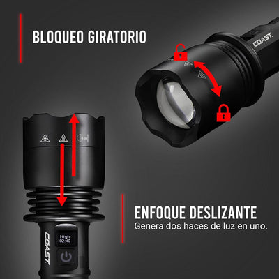 Linterna Recargable de Mano XP40R Negra Coast Coast 