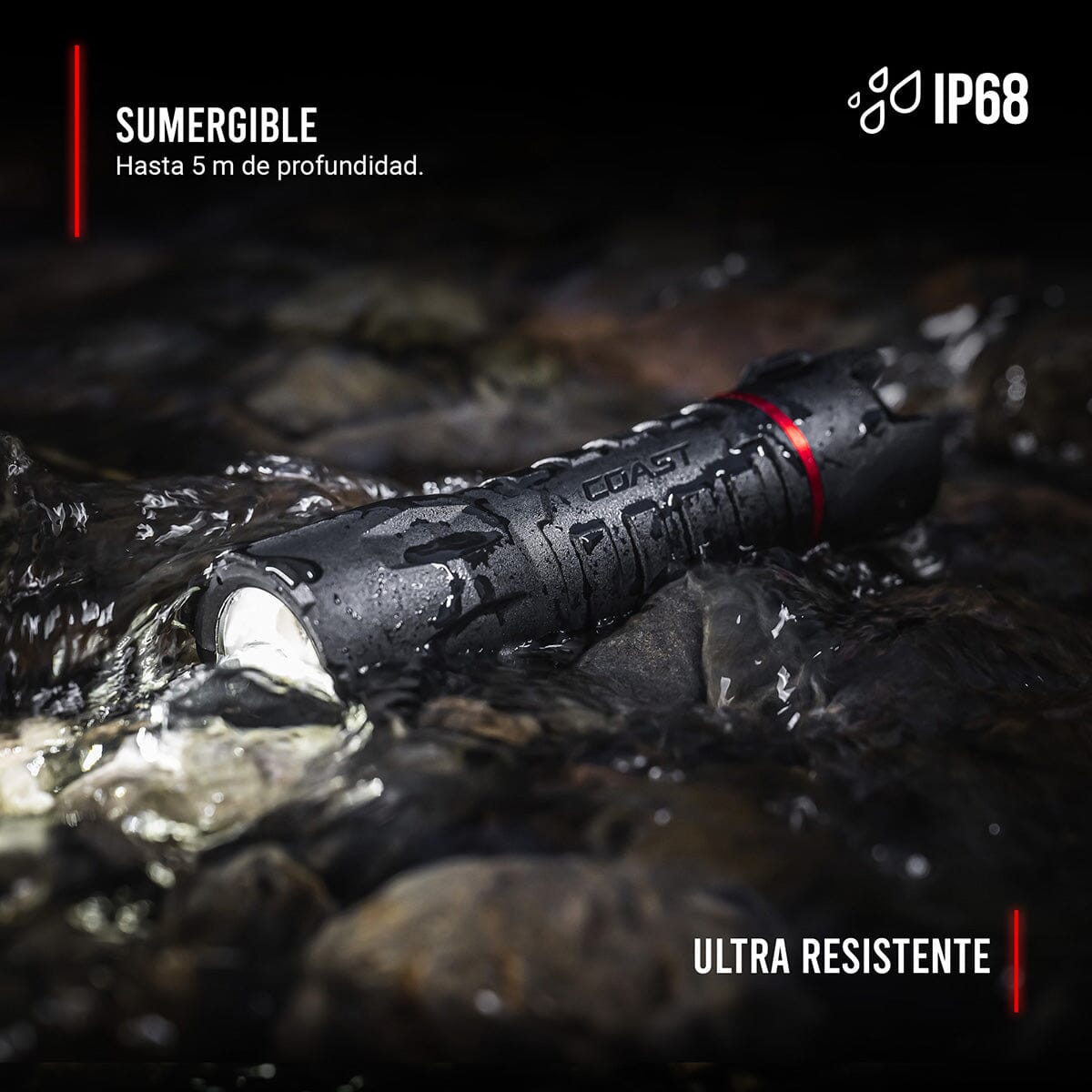 Linterna Dual Táctica PS500R Negra Coast Coast 