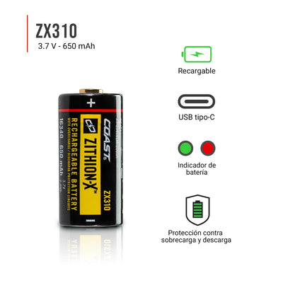 Batería de Litio Recargable ZX310 para XP6R Coast Coast 