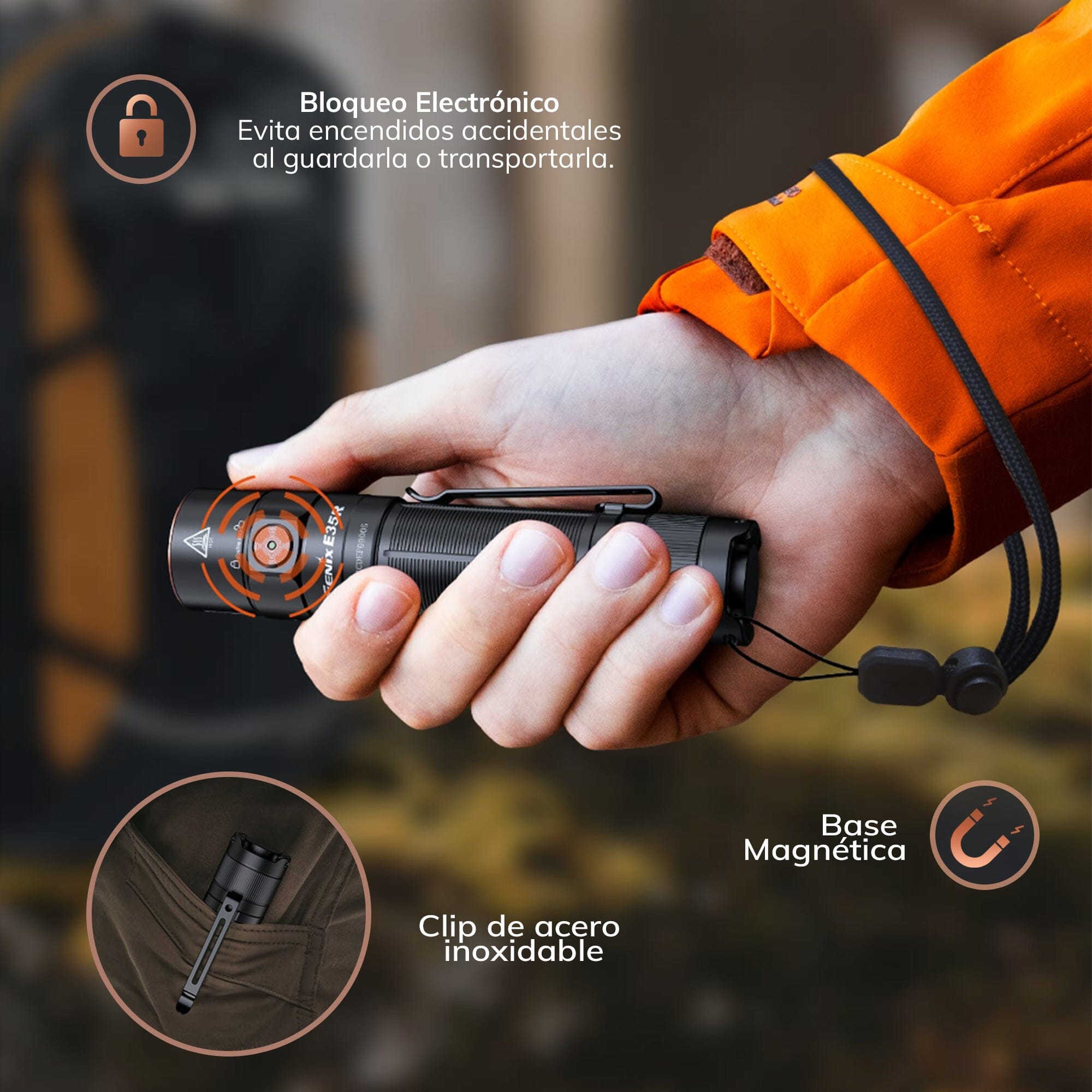 Linterna de Mano E35R Negra Fénix Linterna Fenix 