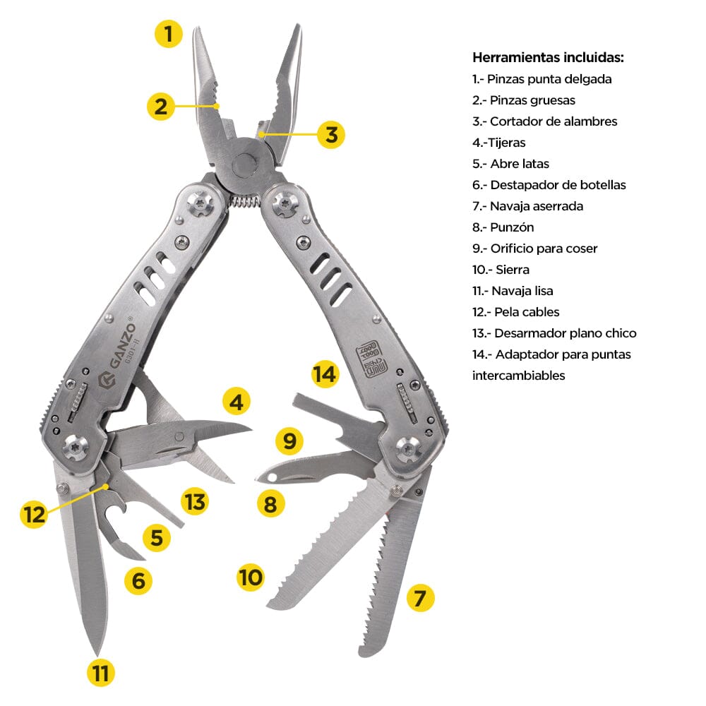 Multiherramienta G301-H Plata Ganzo Ganzo 