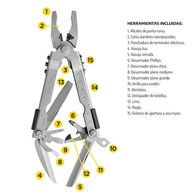 Multiherramienta MP600 Pinzas punta roma Plata Gerber Gerber 