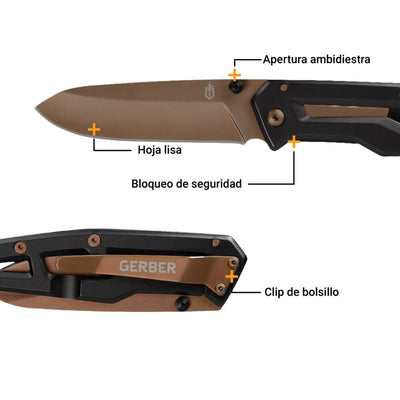 Navaja Lisa Paralite Negro Gerber Navaja Gerber 