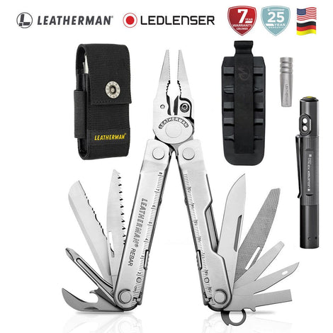Kit de Multiherramienta Rebar Plata Leatherman con Linterna P2R Core Ledlenser Leatherman 